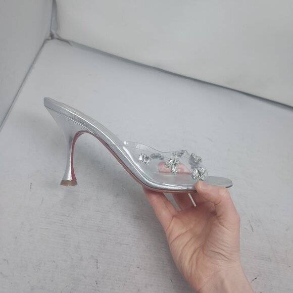 Christian Louboutin Degraqueen PVC Silver Jewel Heel Sandal - Picture 9 of 14